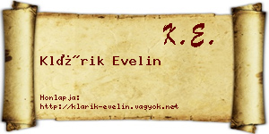Klárik Evelin névjegykártya